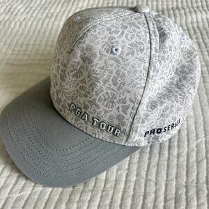 PGA Tour Pro Series Adjustable Golf Hat Cap Gray White Patterned Men’s One Size